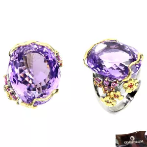 925 Sterling Silver Ring Amethyst Garnet Sapphire Handmade Gemstone Jewelry - Picture 1 of 4