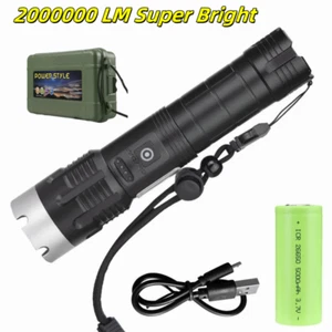 2000000 Lumens Super Bright LED Flashlight Tactical Rechargeable Work Lights USA - Picture 1 of 12