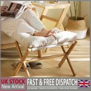 Foot Stool Footrest Sofa Ottoman Wooden Folding X-Shaped Footstool with Soft Pad - Picture 1 of 27