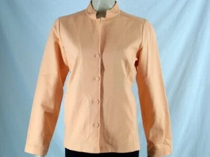 Size M L EILEEN FISHER Peach Orange Cotton Spandex Jacket Pocket Mandarin Collar - Bild 1 von 3