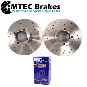 CLASSIC MINI 85-01 8.4" FRONT DRILLED GROOVED BRAKE DISCS EBC ULTIMAX PADS 213MM - Picture 1 of 3