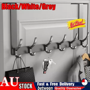 Over the Door 6 Hook Rack Hanger Heavy Duty Metal for Coat Hat Bag Organizer AT - Picture 1 of 22