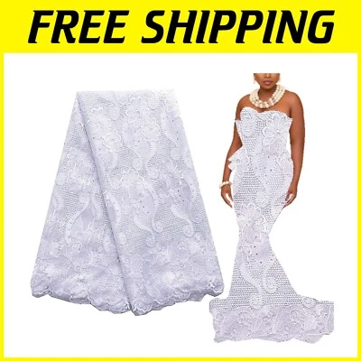 Elegant Nigerian Lace Fabric - 5 Yards of Water Soluble Tulle in Multiple Colors - Image 1 of 4