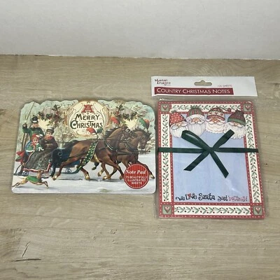 Lot Of 2 Christmas Note Pads New Sealed Sleigh Ride 75 Sheets Santa 100 Sheets  - Image 1 of 4