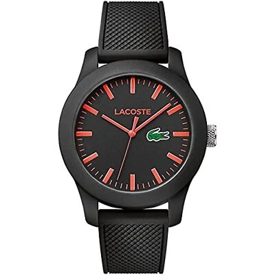 LACOSTE 2010794 BLACK DIAL & SILICONE STRAP RED MARKS DATE MEN'S WATCH - Image 1 of 4