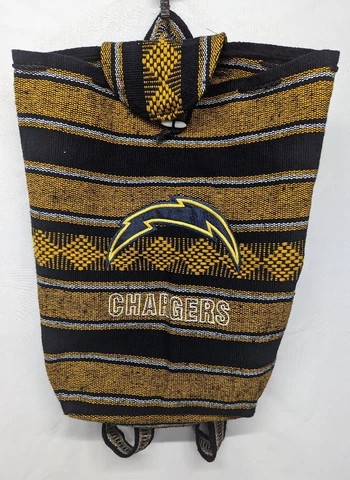 Los Angeles Chargers NFL Cinch Backpack Tote Bag Woven Knit Gold Blue White Cover