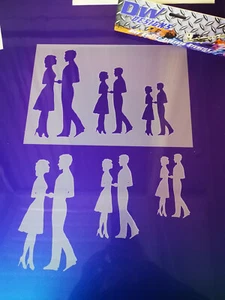 Couple Silhouette  1  mylar airbrush stencil  - Picture 1 of 1