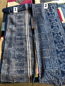 Hmong handwoven batik fabric, Hmong Indigo hand dyed cotton fabric - Picture 1 of 4