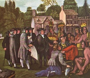 Impresión artística de libro vintage Currier Ives Tratado de William Penn con los indios 2 - Imagen 1 de 3
