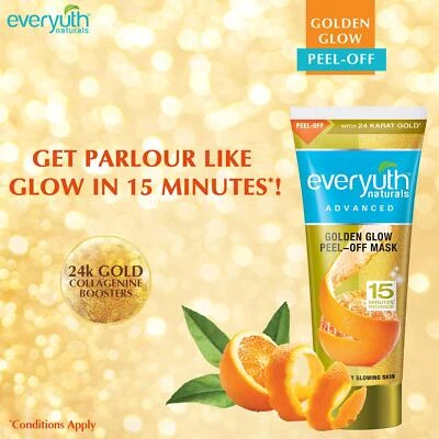 Everyuth Naturals Advanced GOLDEN GLOW Peel-off Mask - 90Gm  - Free Ship - Image 1 of 4