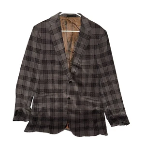 Ben Sherman Jacket Blazer Mens Sz 42L Gray Black Plaid Sport Coat Pockets - Picture 1 of 6