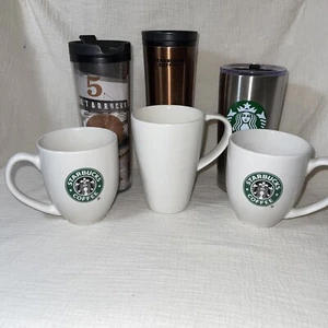 Starbucks Coffee Mugs/Cups/Tumbler Green Siren Mermaid Logo Lot Of 6 - Picture 1 of 11