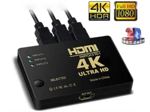 SPLITTER HUB HDMI 3 PORTE 4K 1080P SWITCH 3 IN 1 ADATTATORE PER HDTV 3D - Imagen 1 de 4