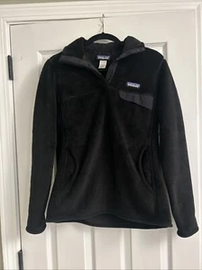 Patagonia Women's Re-Tool Snap-T Fleece Pullover Sweater Size M Black Polartec - Picture 1 of 18