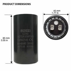 340-408 uF MFD 250V VAC Motor Start Capacitor Round 45x85mm CD60 AC Starting - Picture 1 of 2