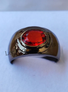 Natural Garnet Gemstone Ring With 925 Sterling Silver Black Color Ring For Men's