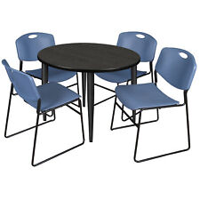 Regency Kahlo 42 in. Round Breakroom Table Base & 4 Zeng Stack Chairs