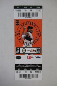 SAN FRANCISCO GIANTS VS ATHLETICS 6/28/2016 FULL TICKET ~ MADISON BUMGARNER - Picture 1 of 1