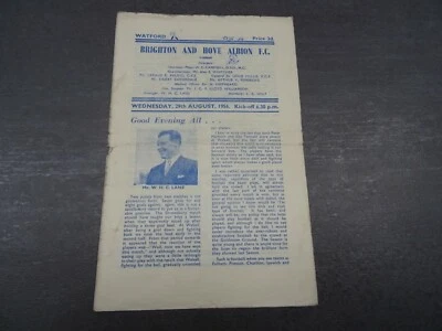 1956-57 Brighton v Watford vintage football programme - 29th August 1956 - Image 1 of 4