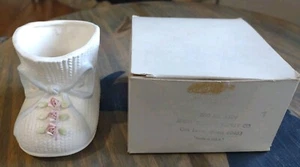 Vintage Napcoware Porcelain Pink Rose Baby Shoe Shower Gift Decor Planter Japan - Picture 1 of 6