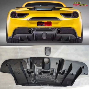 Real Carbon Fiber Car Rear Diffuser Spoiler Lip For Ferrari 488 GTB Spider 16-19 - Picture 1 of 6