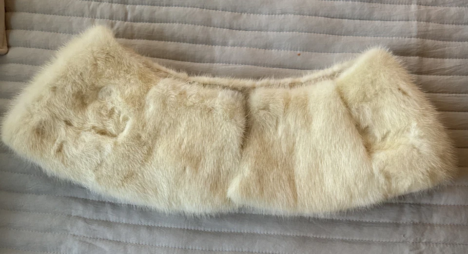 De colección Blanco Cuello Piel Bufanda Mantón Envoltura Cuello Calentador 42" largo Foto 1 de 4