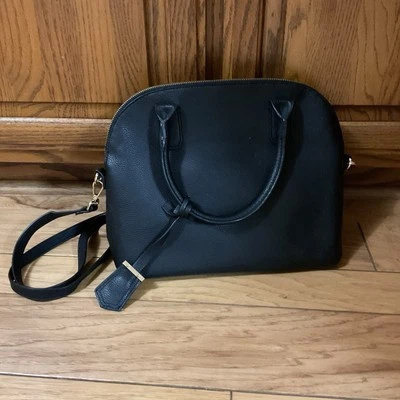 A New Day Satchel Crossbody Handbag Purse Bag Black Faux Leather Zipper Closure - Image 1 of 4