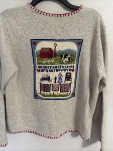 Marisa Christina Long Sleeved cardigan Size Petite M With Amish Farm Scene - Picture 1 of 5