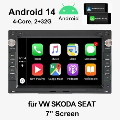 7" Autoradio CarPlay für VW Transporter T5/T4 EQ GPS Sat Navi +BT 4 Core 2+32G - Bild 1 von 4