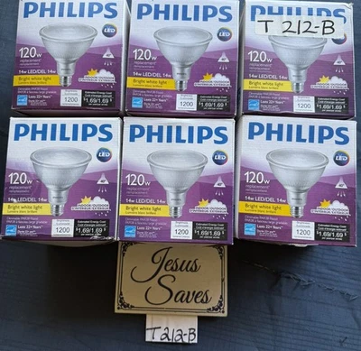 6 Philips 120w PAR38 Bright White LED Flood Light Bulb Dimmable   52959 - Image 1 of 3