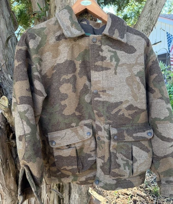 Cabela's Camo Wool Hunting Field Jacket Mens Large Dry-Plus Technology RARE Vtg! - Image 1 of 4