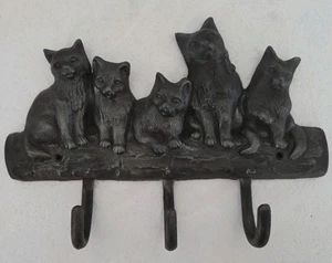 Gusseisen Dreifach Haken Deko Wandhänger 5 Katzen Katzen - Bild 1 von 22