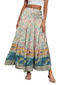 Women's 2025 Bohemian Long Skirts Flowy High Waist A Line Maxi Skirts for Wom... - Picture 1 of 8