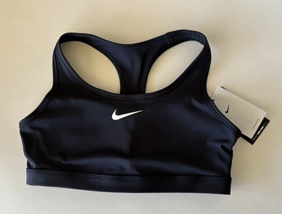 Nike Womens MEDIUM Swoosh Bra Black Racerback Med Support Padded DX6821-010 - Image 1 of 4