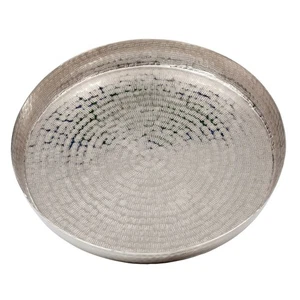 großes rundes verziertes Deko Tablett Ø 46 cm guillochiert 4 cm hoch - Bild 1 von 1