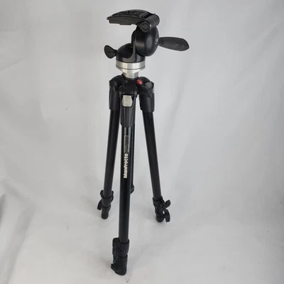 Manfrotto 190XDB Tripod 390RC2 3-Way Pan Tilt Head Pro Aluminum Made in Italy - Image 1 of 4