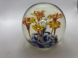 Pisapapeles vintage soplado a mano arte gota ramo floral ondas de murano - Imagen 1 de 6