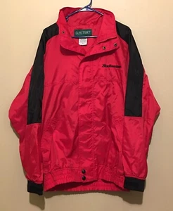 Outer Banks Mens Budweiser Full Zip Hooded Windbreaker Red/Black Size XL  *FLAWS - Picture 1 of 10