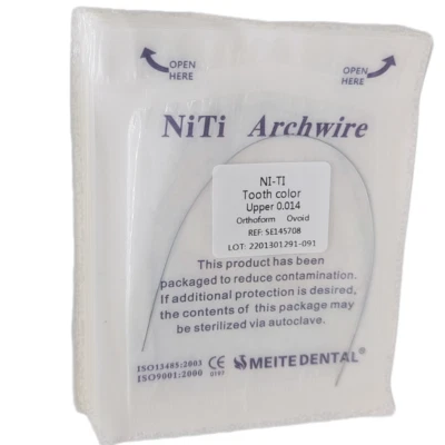 10 Pcs Dental Orthodontic White Color Coated Niti Arch Wire Round Super Elastic - Image 1 of 4