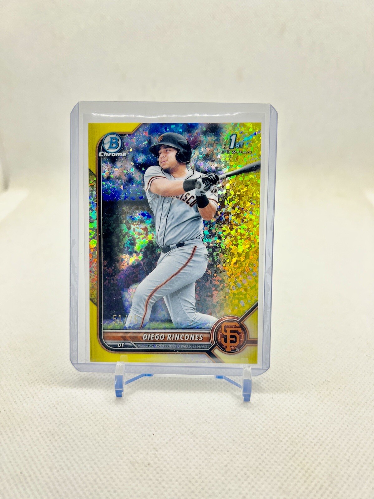 2022 Bowman Diego Rincones CHROME 1st #BCP-65 - SP Yellow Mini-Diamond #/75