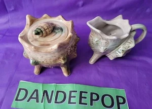 Juego de azúcar y crema vintage con cubierta de caracola Seashell cerámica de Japón - Imagen 1 de 9
