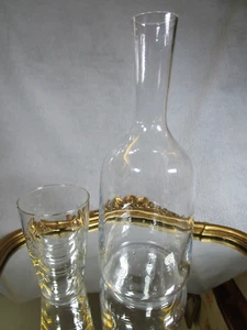 Lovely Vintage Glass Water Carafe With Controlled Bubble Design And Wavy Tumbler - Picture 1 of 10