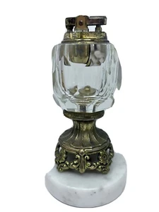 Vintage Brass And Crystal Lighter On Marble Base Made in Italy - Picture 1 of 12