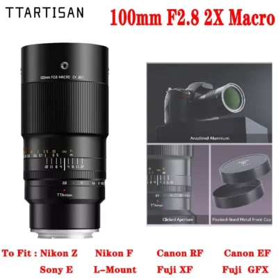 TTArtisan 100mm F2.8 Macro 2X Full Frame Lens for Canon RF Nikon Sony Fuji GFX  - Image 1 of 4