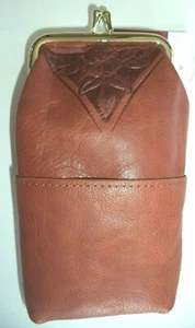 Nostalgisches Leder Zigarettenetui mit 3 Taschen FLORAL, 2-FARBIG BRAUN - Bild 1 von 4