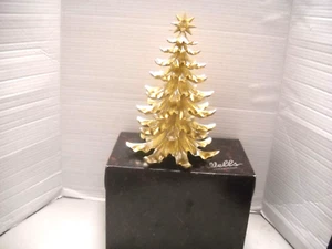 WELLS FLOWER AND GIFT HOUSE GOLD CHRISTMAS TREE 3 PIECE IN BOX HOLIDAY GIFT 7X10 - Picture 1 of 10