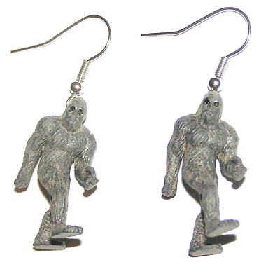 Bigfoot Earrings, 3-D Sasquatch, Cryptoid, Yeti, Wood Ape, Humanoid Creature - Image 1 of 4