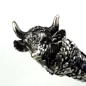 Antique Austrian Solid Sterling Silver Cigar Cutter - Bull - Approx. 1900 - Picture 1 of 15