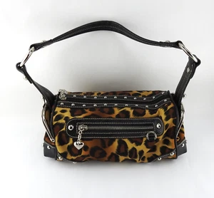 Vintage Y2K Kathy Van Zeeland Leopard Print Mini Bag Purse Hobo Animal - Picture 1 of 21