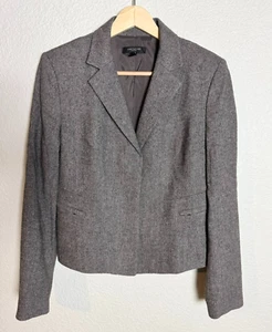 Ann Taylor Women's Button Blazer Jacket Size 6 Gray Wool Blend Suit Coat Lined - Picture 1 of 11